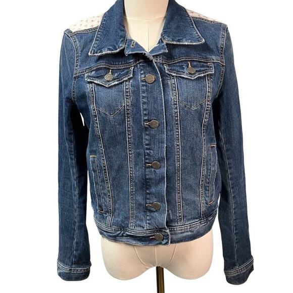 LOFT Jackets & Blazers - LOFT Denim Jacket Floral Medium wash Pockets Long Sleeve Sz S Classic spring